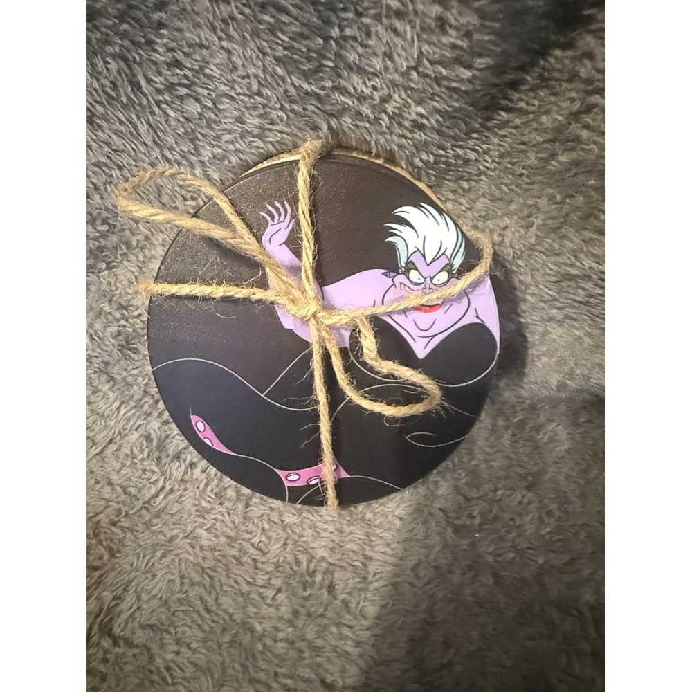 Lot of 4 Disney Villains Cup Coaster Very Rare Evil Queen Ursula Maleficent - Picture 1 of 5